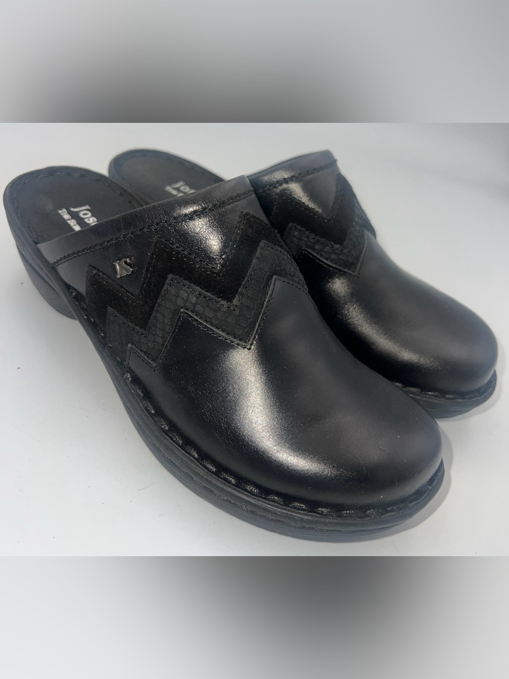 Josef Seibel Black Leather Mule Clog Slide On Women’s Size EU 37 NEW